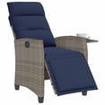 thumbnail image 4 of vidaXL Reclining Patio Chair with Side Table Gray Poly Rattan, 4 of 11
