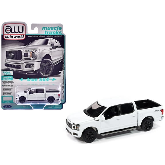 2020 Ford F-150 FX4 Black Appearance Package Pickup Truck Oxford White "Muscle Trucks" 1/64 Diecast Model Cars by Auto World