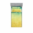 thumbnail image 1 of Beach Bedding Set with Sheet & Covers, View of the Sea in Grunge and Retro Style Horizon Cloudy Sky Summer, Printed Bedroom Decor 2 Shams, 4 Sizes, Earth Yellow Turquoise, by Ambesonne, 1 of 3