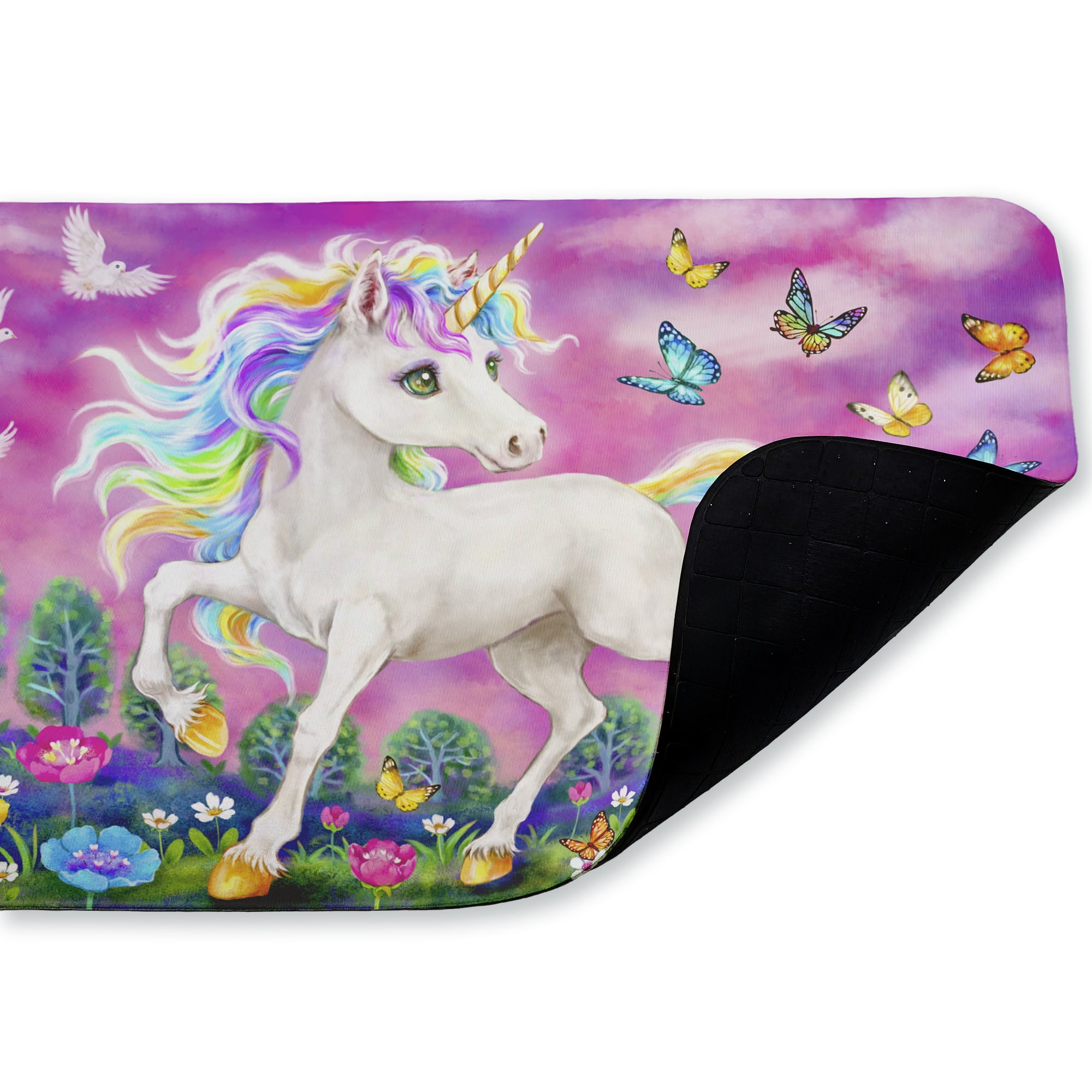 Stupell Industries Unicorn with Fluttering Butterflies Printed Anti-Fatigue Floor Mat, design by Kayomi Harai
