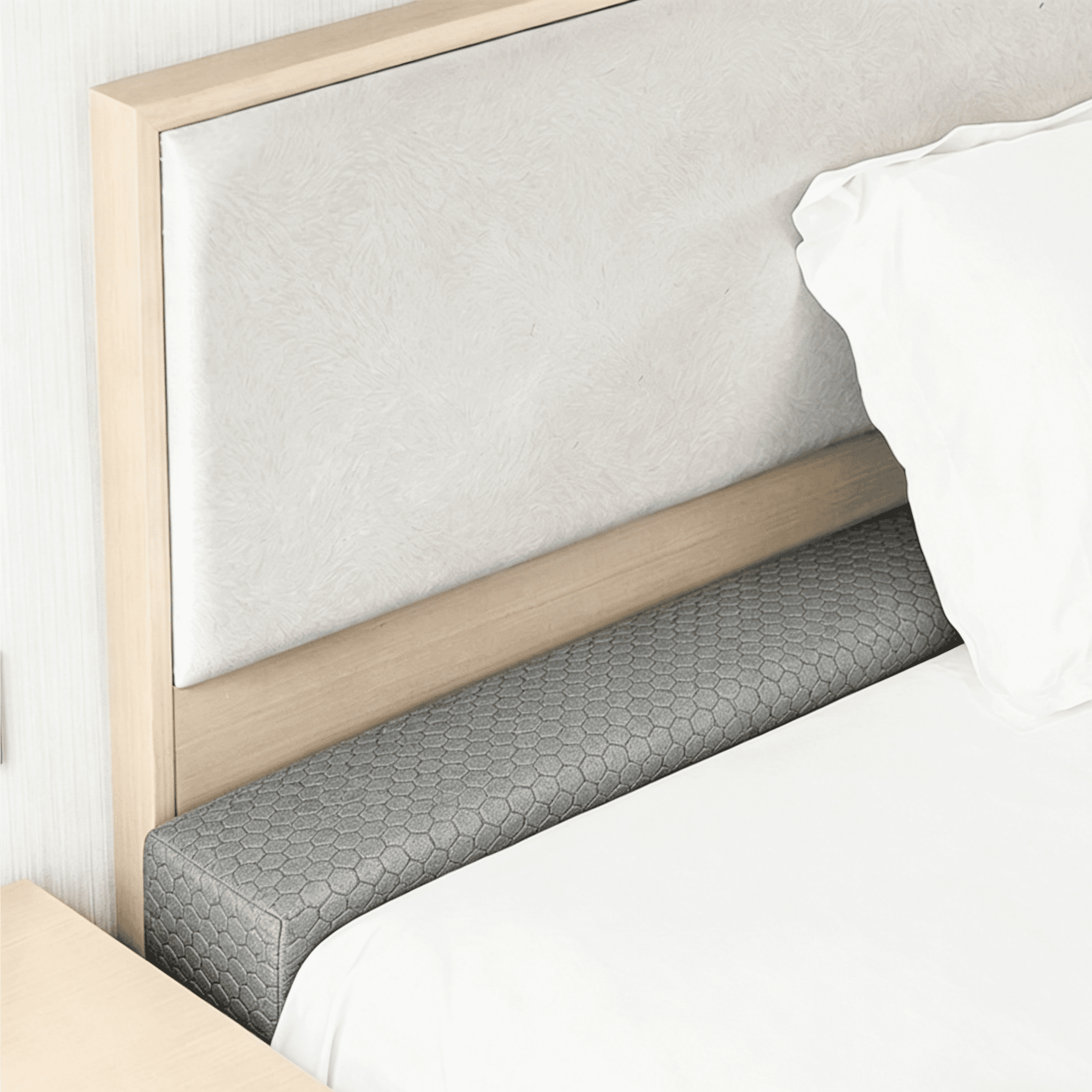 Oaskys Soft Square Headboard Wedge Pillow – High Rebound Ergonomic Support Memory Foam Cushion, King Queen Size Gap Filling for Bed and Sofa, Gray