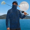 thumbnail image 3 of Bulopur Men’s Long Sleeve Fishing Sun Shirt with Face Cover Navy Starry Night Hooded UV Protection Rash Guard, Lightweight Quick Dry for Fishing Beach Travel, 3 of 8