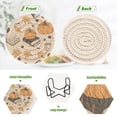 thumbnail image 4 of Yayeee 6 PCS Drink Coasters with Holder Set Woven Absorbent Round Tabletop Hot Pad, Beige Fall Books, 4 of 7