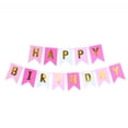 thumbnail image 1 of Banderín de flores de cola de pez con letras de feliz cumpleaños en bronce y cola de golondrina pequeña, 1 of 6