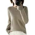 thumbnail image 4 of Suéter de cuello redondo de otoño e invierno, suéter de mujer, suéter de color sólido, manga larga, camisa de base corta interior fina para mujer, 4 of 6
