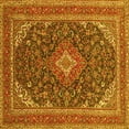 thumbnail image 1 of Ahgly Company Machine Washable Indoor Square Medallion Yellow Traditional Area Rugs, 4' Square, 1 of 4