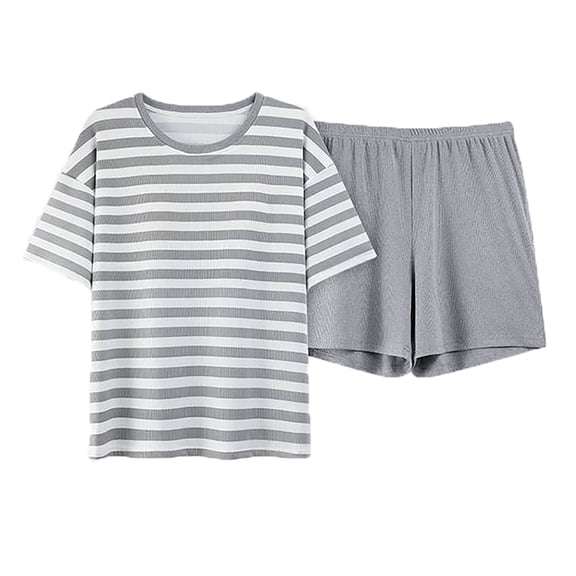yillto Womens Cotton Pajamas Sets 2 Piece Loose Short Sleeve Top and Loungewear Shorts with Pockets