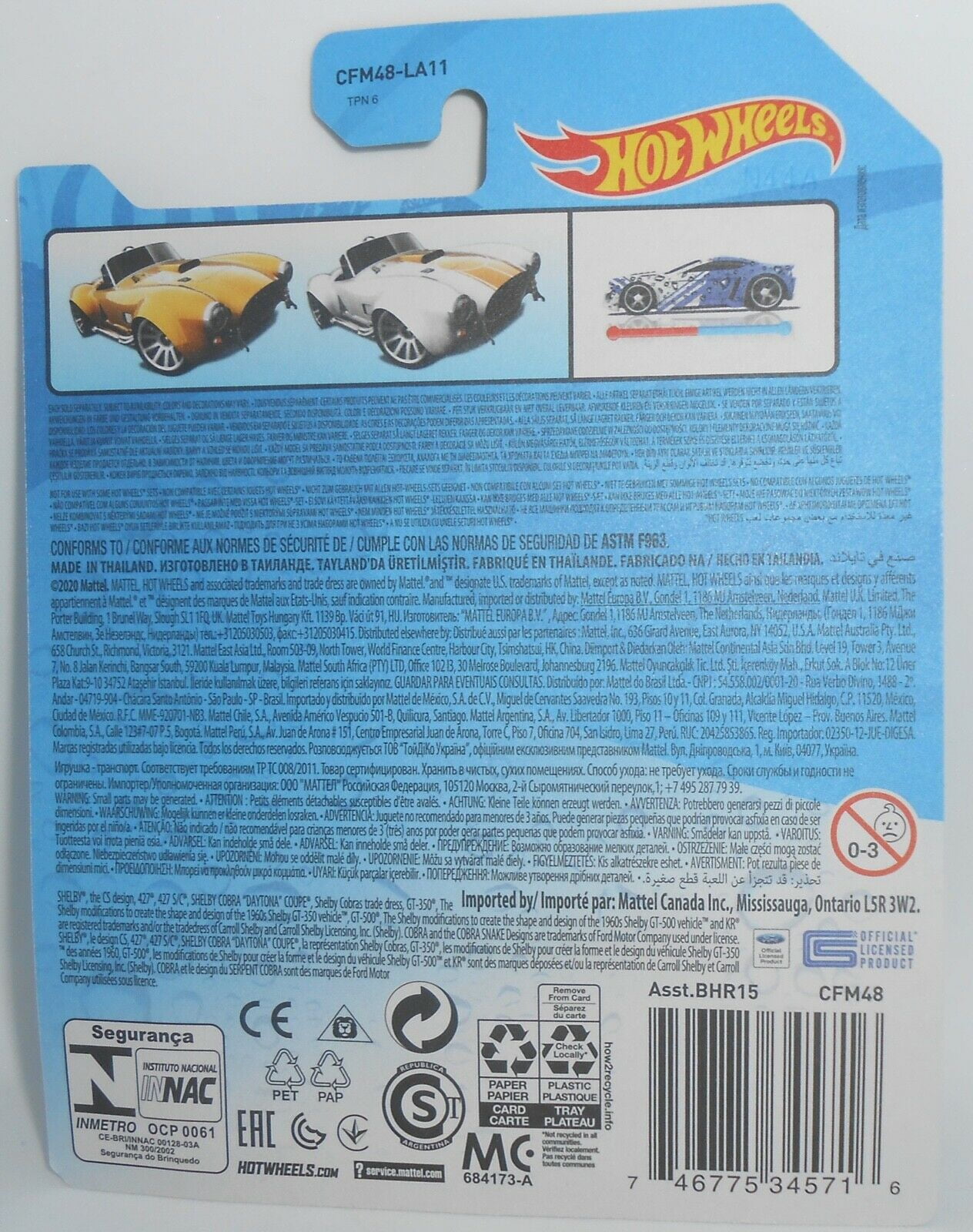 Hot Wheels Color Shifters Shelby Cobra 427 S/C Diecast Car