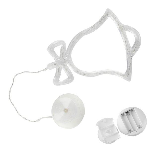 8LEDs alambre de cobre batería alimentado forma de campana con ventosa decoración lámpara (blanco puro)
