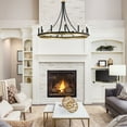thumbnail image 2 of ACROMA  12-light 40In Modern Farmhouse Large Wagon Wheel Chandelier Black & Brass Matte Adjustable Painted, 2 of 5