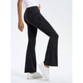 thumbnail image 5 of Women Crossover High Waisted Stretchy Bootcut Jeans Slim Fit Denim Yoga Leggings with Pockets Dark Gray S, 5 of 6