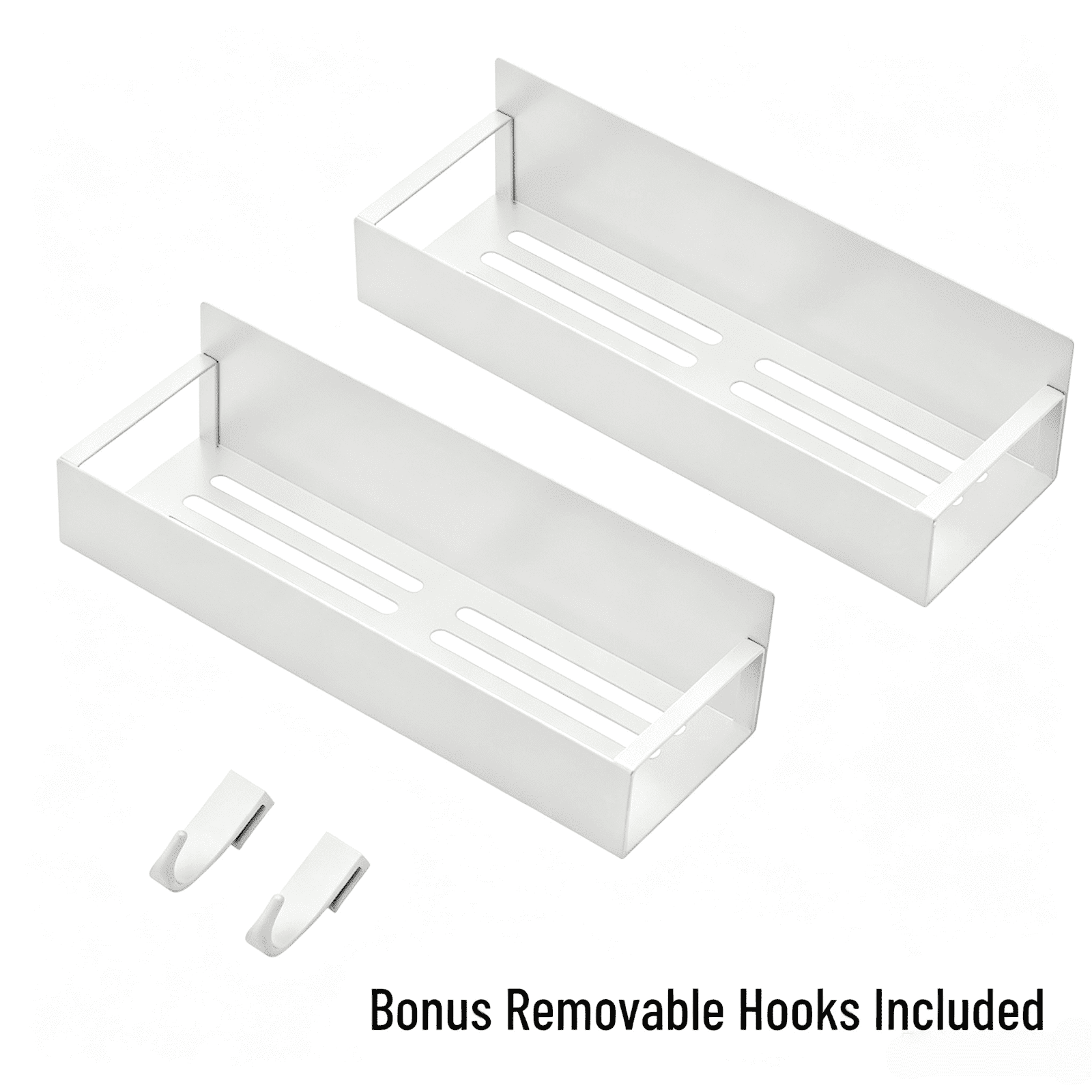 Set of 3 Magnetic Metal Rack for Refrigerator Side White, Kitchen Storage Shelf with Hooks – Holds Jars, Bottles, Cans – Space-Saving Fridge Organizer