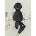 thumbnail image 2 of Bagilaanoe 2Pcs Toddler Baby Boy Long Pants Set Contrast Color Long Sleeve Hoodie Pullover Tops+ Trousers 6M 12M 18M 24M 3T Kids Casual Sweatsuit, 2 of 9