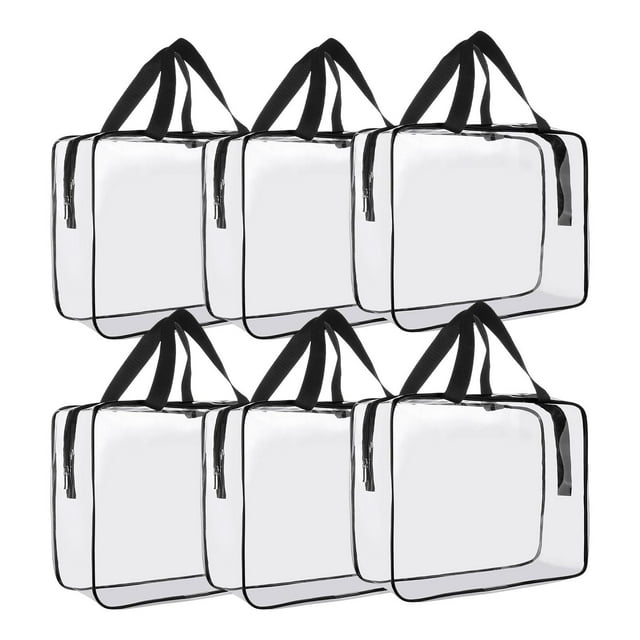 Bolsas de aseo transparentes con asa superior, transparentes y portátiles para mujeres y hombres, bolsa de maquillaje 6 piezas