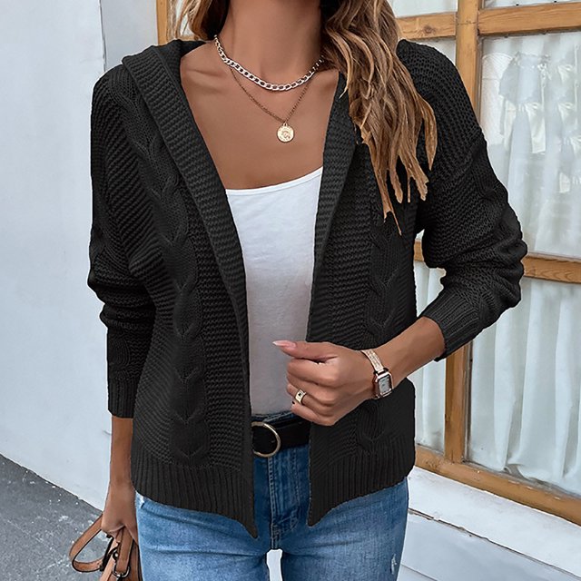 Puntoco Mujeres Casual Soild Manga Larga Con Capucha Punto Cardigan Suéter Abrigo Outwear Flash Picks Puntoco Puntoco-6634