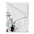 thumbnail image 2 of Joy Soft Flannel Fleece Blanket, Hand Drawn Abstract Christmas Themed Sock Pattern with Swirls and Stars Dots, Cozy Plush for Indoor and Outdoor Use, 70" x 90", Turquoise Red Black, by Ambesonne, 2 of 5