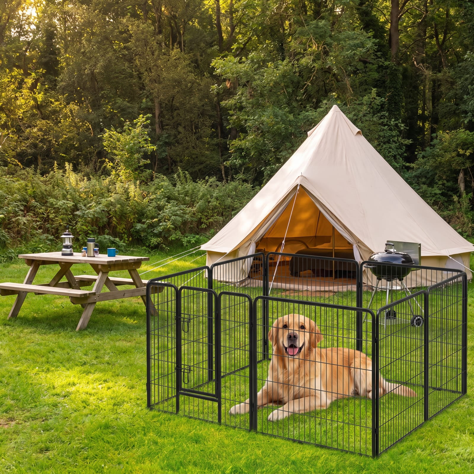 Vebreda 16 Panel 24 Inches Height Dog Playpen with Lock and Large Door, puppy playpen, foldable pet fence, indoor outdoor dog pen
