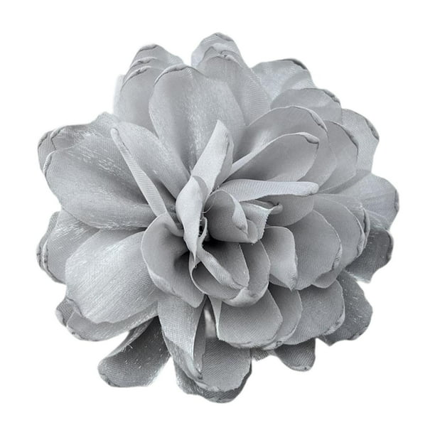 Broche de Flor de Camelia de Satén, Pin de Flor para Mujeres Y Niñas, Elegante Pinza para El Pelo con Flores, Boutonniere para Regalos de Joyería para gris