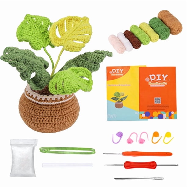 Kit de crochet para principiantes, plantas con flores, kit de crochet para principiantes, kit de crochet para principiantes, manualidades DIY