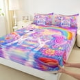 thumbnail image 3 of Manfei Cartoon Unicorn Kids Bed Sheets, Dreamy Castle Rainbow King Sheets, Colorful Groovy Flower Sheet Set, Lightweight Room Decor, 4-Piece, 3 of 7