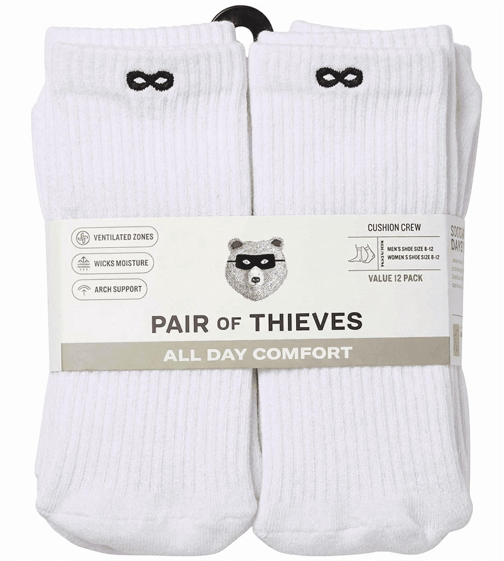 Pair of Thieves Men's All Comfort Crew Socks, 12-Pack, Shoe Sizes 6-12