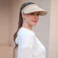 thumbnail image 4 of Womens Sun Visor Hat Straw Sun Visors for Women Summer Packable Ponytail Beach Hats for Women Travel UPF 50+, 4 of 7