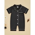 thumbnail image 5 of BemeyourBBs Newborn Baby Girl Boy Silk Satin Pajamas Rompers Kids Short Sleeve Button Down Pjs Infant One Piece Jumpsuit Loungewear Sleepwear, 5 of 10
