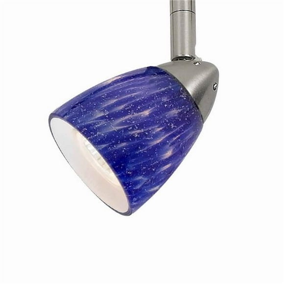 Benjara BM223034 Luminaire de Rail 50 W avec Abat-Jour en Verre Soufflé à la Main, Argent et Bleu