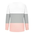 thumbnail image 5 of IROINNID Sales Fall Shirts for Women Long Sleeve Tops Casual Patchwork Round Neck Pullover Relaxed Fit Comfy Sweatshirt Tops,Pink, 5 of 5