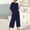 Navy women summer shorts set a1, variant on Cagogo Women's 2 Piece Outfit Set Casual Round Neck Short Sleeve Tshirt Wide Leg Pants Matching Lounge Sets Tracksuits Loungewear Travel Airport Outfit Clothes, Navy S
