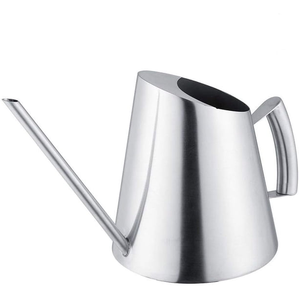 Regadera de acero inoxidable, diseño moderno con mango ergonómico para uso interior y exterior, boquilla larga, anticorrosión, calidad y longevidad, sin goteo, ligera, multiusos (900 ml)
