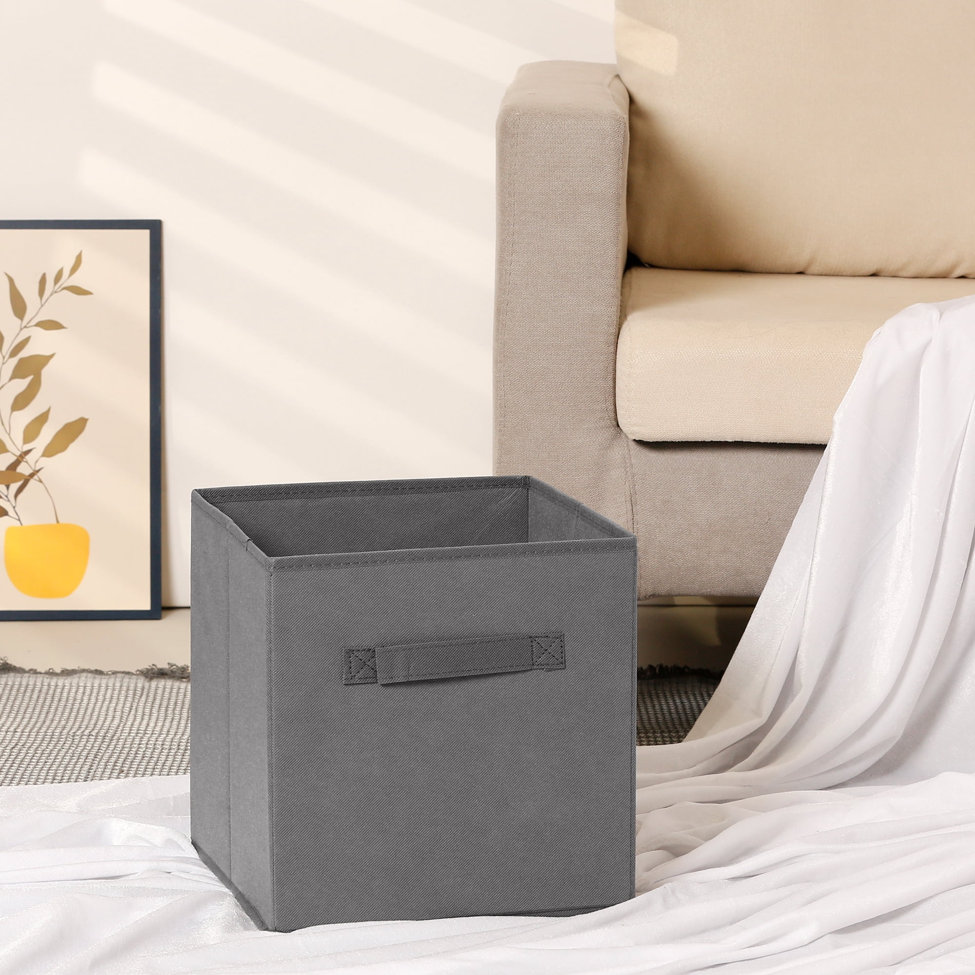 Unique Bargains Fabric Storage Cube Storage Bin Grey 11*10.6*10.6in