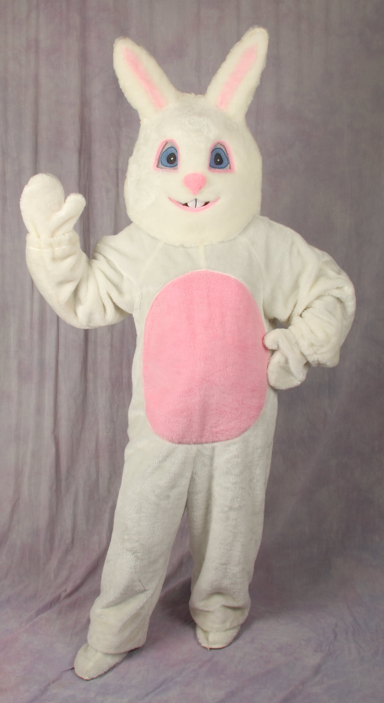 4 Piece White Easter Bunny Suit with Mascot Head Adult Size Medium