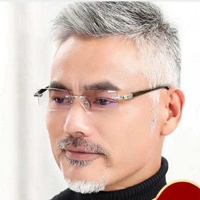 Gafas de presbicia con borde de diamante y anti luz azul, sin marco, modernas y de alta definición