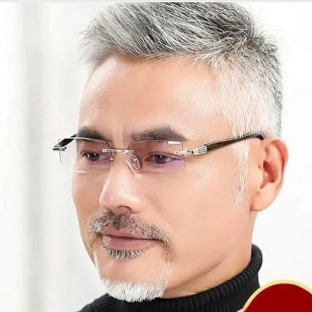 Gafas de presbicia con montura de diamante y protección contra la luz azul, sin marco, modernas y de alta definición