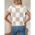 thumbnail image 6 of Womens Summer Crew Neck Cap Sleeve Crop Color Block Knit Short Sleeve Sweater M, 6 of 9