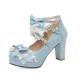 thumbnail image 1 of Zapatos de tacón alto con correa cruzada para mujer, bombas Mary Jane para fiesta, boda, Cosplay, blanco, rosa, negro, fresa, arco, Princesa, Cosplay, Lolita, 1 of 5