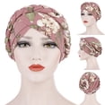 thumbnail image 3 of Women Headwrap Flower Print Braid Lady Stretchy No Brim Indian Hat for Four Seasons, 3 of 8