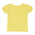 thumbnail image 4 of Hansber Toddler Girls Short Puff Sleeve Tee Blouse Little Kids Cotton Solid Color T-shirt Tops Yellow 3T, 4 of 5