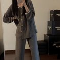 thumbnail image 5 of Pijamas grises de manga larga para mujer, conjunto de ropa de estar por CASA DE conejito, estilo princesa dulce, Otoño, 2024, 5 of 5