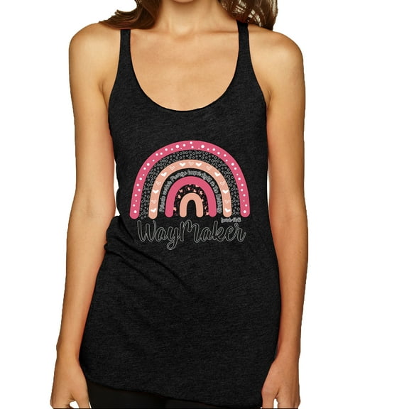Waymaker Rainbow Inspirational/Christian Tri-Blend Racerback Tank Top, Vintage Black, Medium