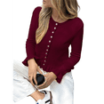 thumbnail image 2 of Womens Button Down Cardigan Sweaters Light-Weight Long Sleeve Crew Neck Summer Knit Open Front Tops Wine Red S, 2 of 7
