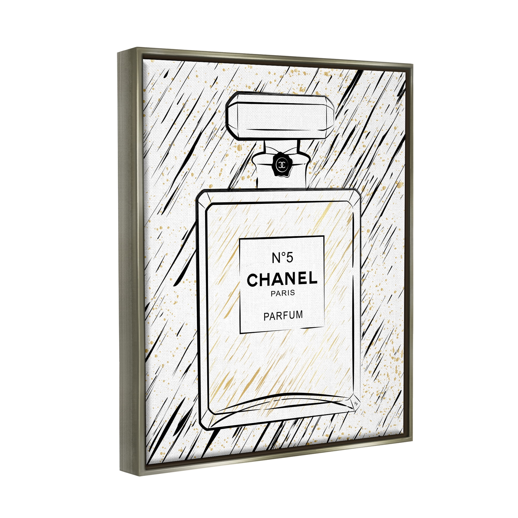 Stupell Industries Modern Patterned Perfume Beauty & Fashion Painting Gray Floater Framed Art Print Wall Art, 17 x 21