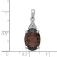 thumbnail image 2 of 925 Sterling Silver Rhodium Smoky Quartz and Diamond Oval Shaped Pendant, 2 of 5