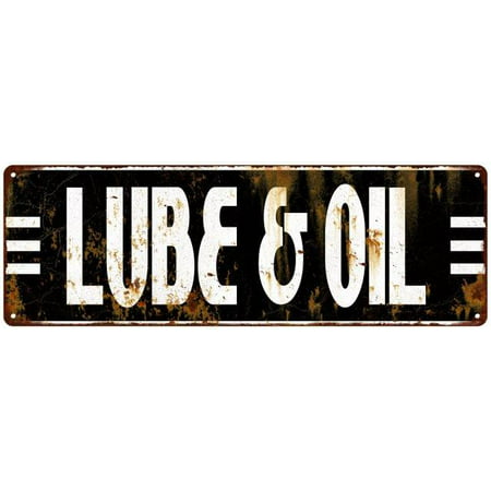 Art Deco Lube & Oil Gas Service Station Vintage Metal Sign 6x18
