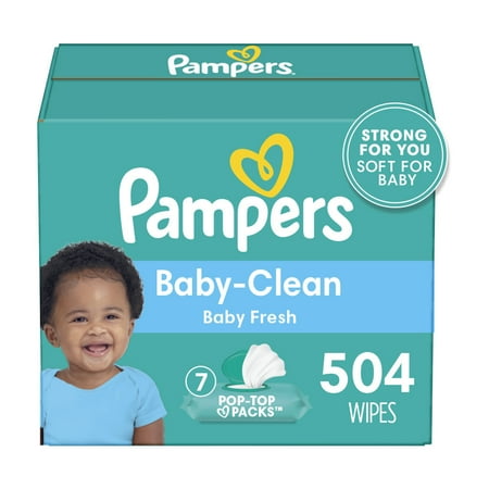 Pampers Baby Clean Wipes, Baby Fresh Scented, 7X Pop-Top Packs, 504 Count