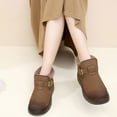 thumbnail image 2 of Womens Platform Snow Boots Thickened Warm Plush Lined Buckle Ankle Strap Nonslip Winter Ankle Booties Slip on Loafers Brown 8.5, 2 of 6