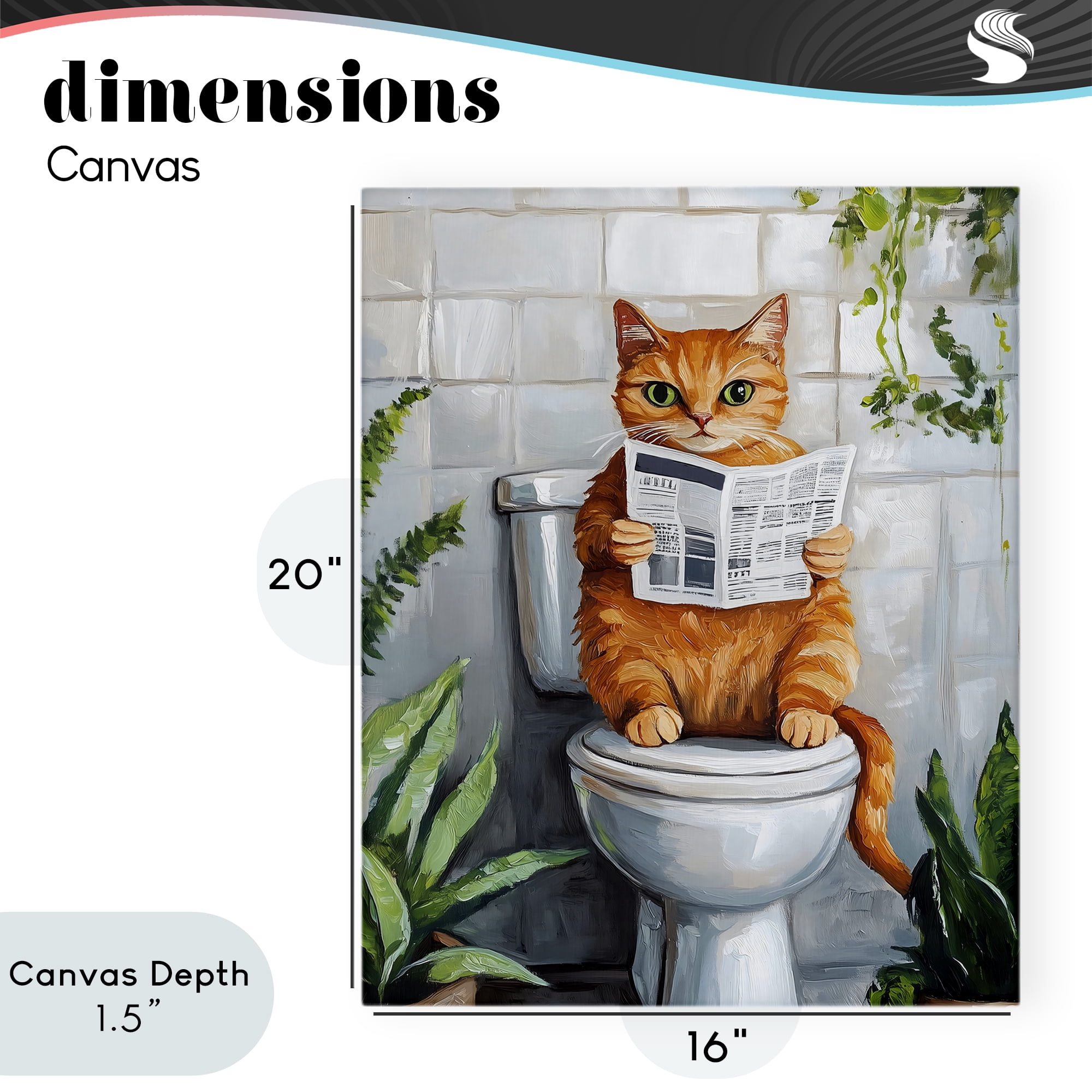 Stupell Industries Orange Cat Reading Paper Canvas Wall Art, design by The Prints Vibe