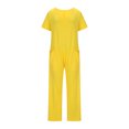 thumbnail image 4 of KyCheLot Women's Baggy Jumpsuits Oversized Summer V Neck Short Sleeve Wide Leg Rompers with Pockets, 4 of 6