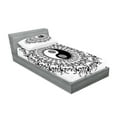 thumbnail image 2 of Ambesonne Japanese Fitted Sheet & Pillow Sham Set, Mandala Vintage Boho, Twinxl, Black White, 2 of 2